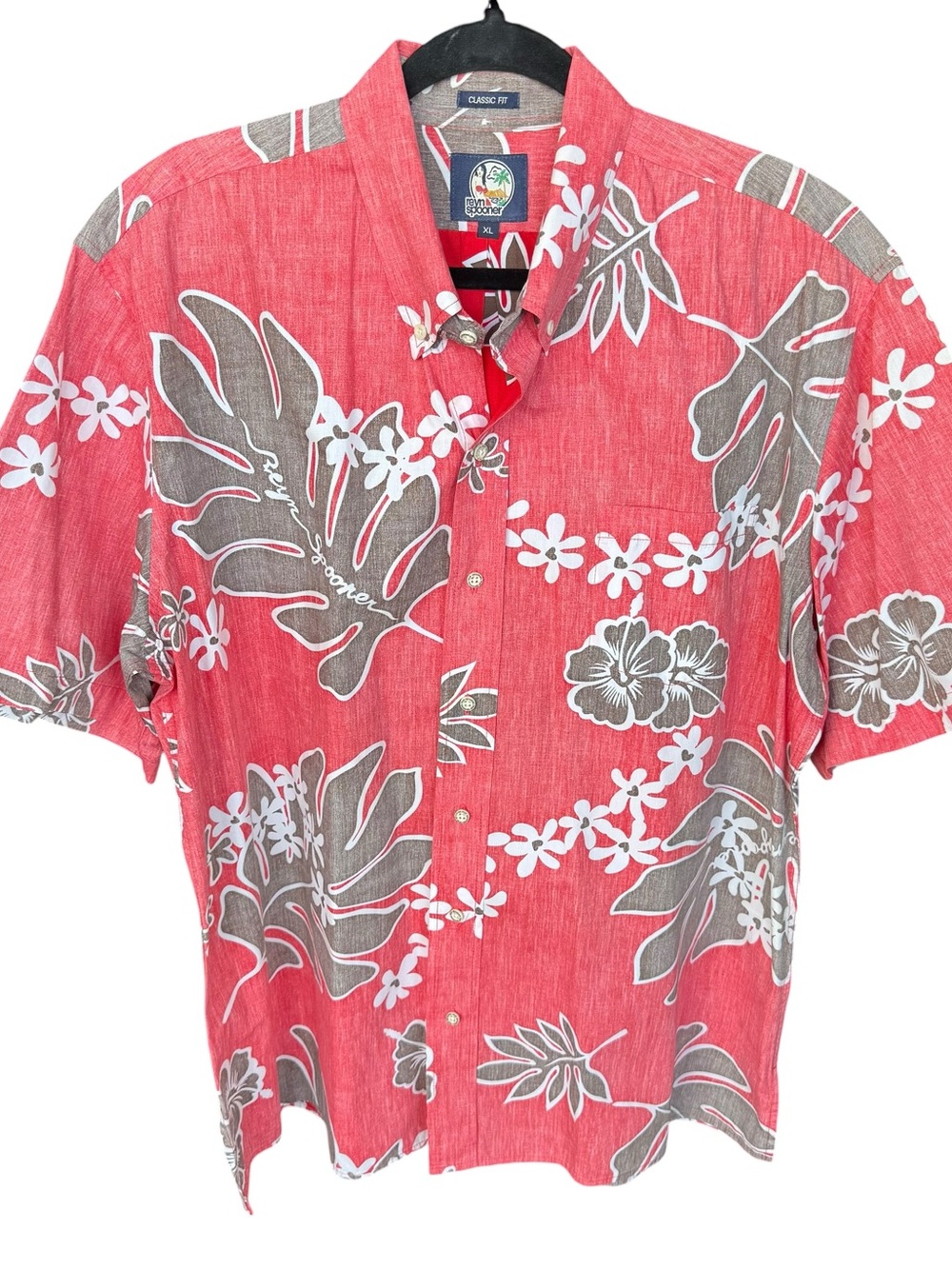 Reyn Spooner Hawaiian Shirt Full Button Floral Hibiscus Lei Print XL Classic Fit